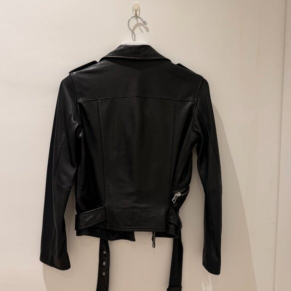 All Saints Black Balfern Leather Biker Jacket with Silver Hardware - Picture 6 of 8